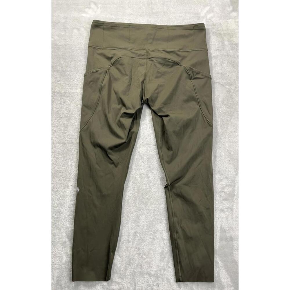 Lululemon Fast Free 7/8 Tight II 24” Nulux Size 12 Green Olive Mid Rise Pockets